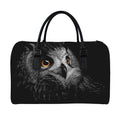 Owl Portrait Print Leather Duffel Bag