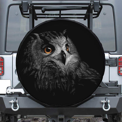 Owl Portrait Print Leather Spare Tire Cover