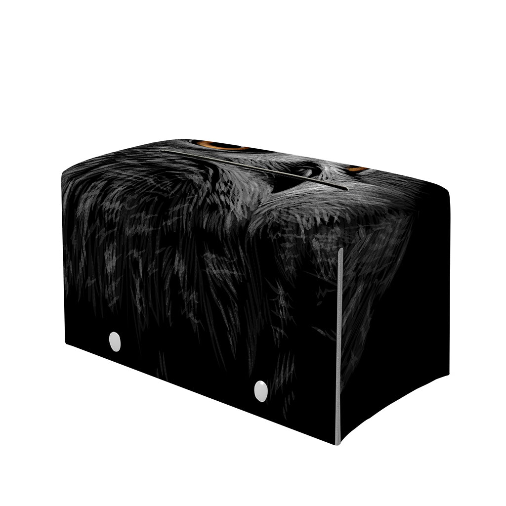 Owl Portrait Print Leather Tissue Box Cover