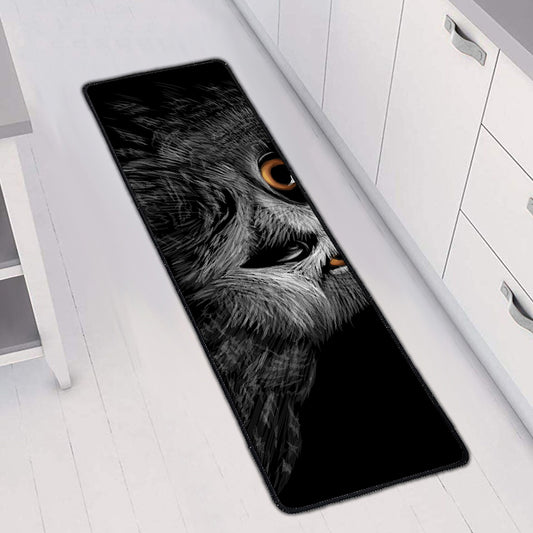Owl Portrait Print Long Kitchen Mat