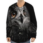 Owl Portrait Print Long Sleeve Baseball Jersey