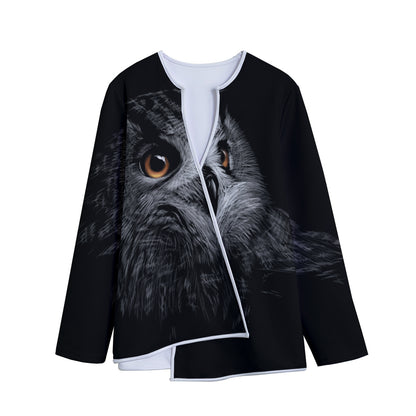 Owl Portrait Print Long Sleeve Short Coat
