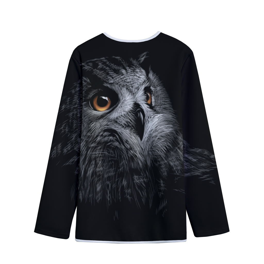 Owl Portrait Print Long Sleeve Short Coat