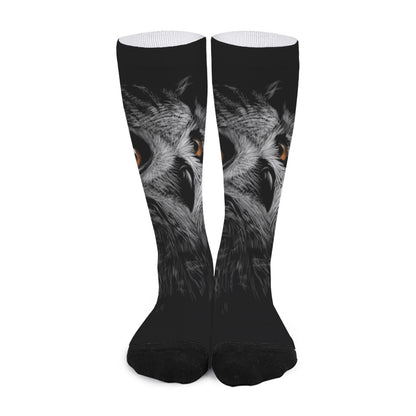 Owl Portrait Print Long Socks
