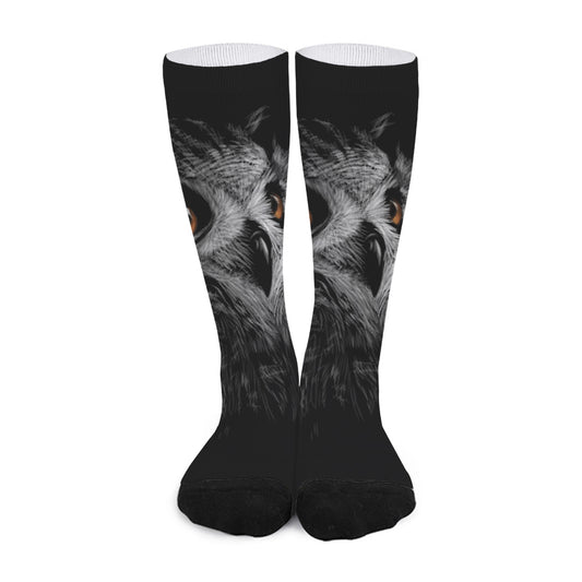 Owl Portrait Print Long Socks