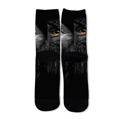 Owl Portrait Print Long Socks