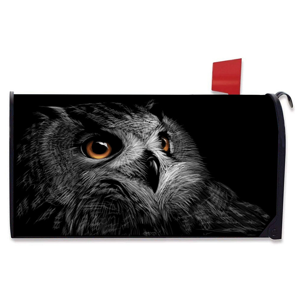 Owl Portrait Print Mailbox Cover