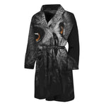 Owl Portrait Print Men's Bathrobe