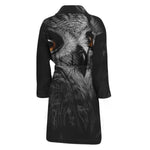 Owl Portrait Print Men's Bathrobe