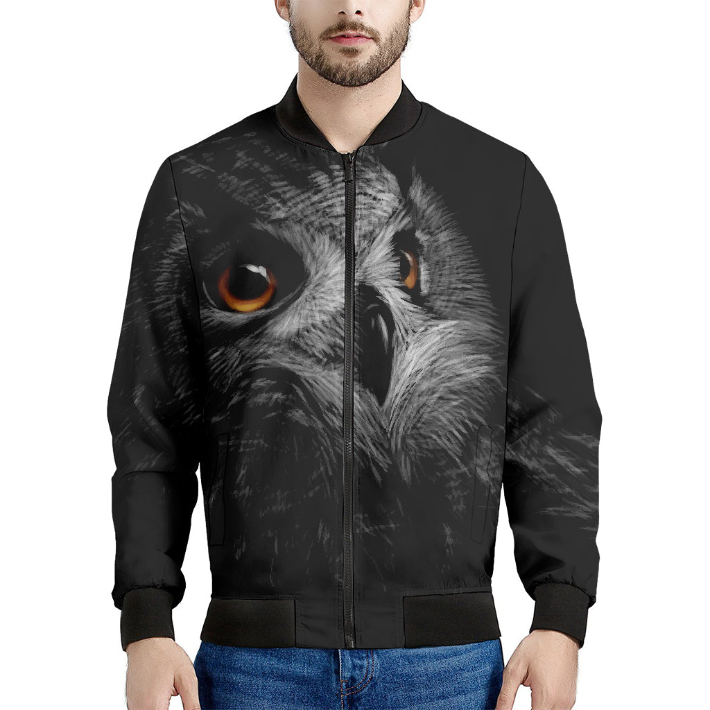 Owl Portrait Print Men's Bomber Jacket
