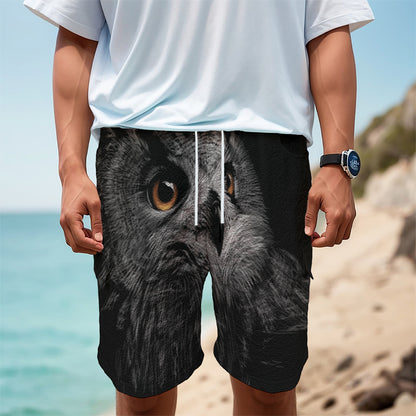 Owl Portrait Print Men's Cargo Shorts