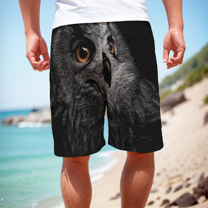Owl Portrait Print Men's Cargo Shorts