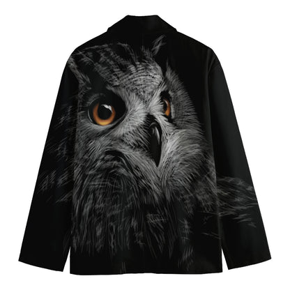 Owl Portrait Print Men's Cotton Blazer