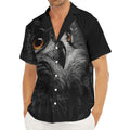 Owl Portrait Print Men's Deep V-Neck Shirt