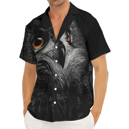 Owl Portrait Print Men's Deep V-Neck Shirt
