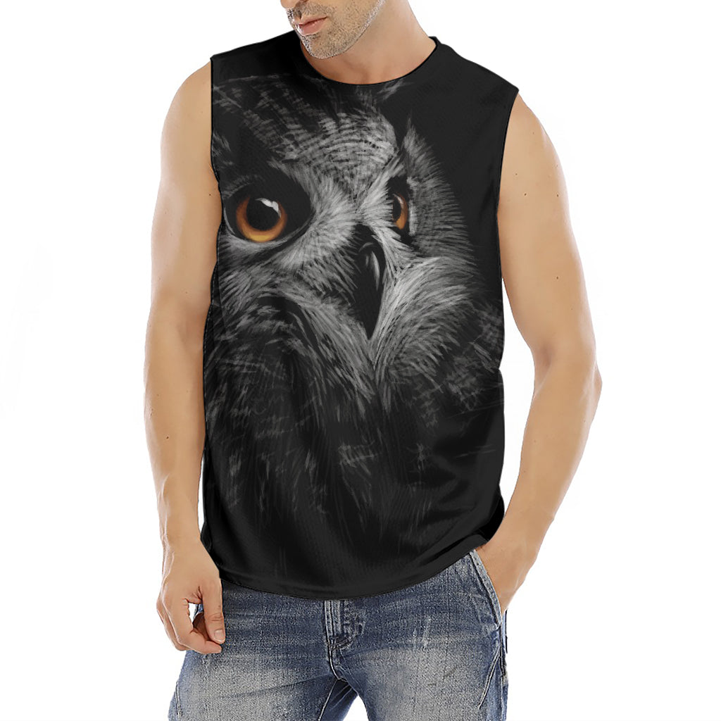 Owl Portrait Print Men's Fitness Tank Top
