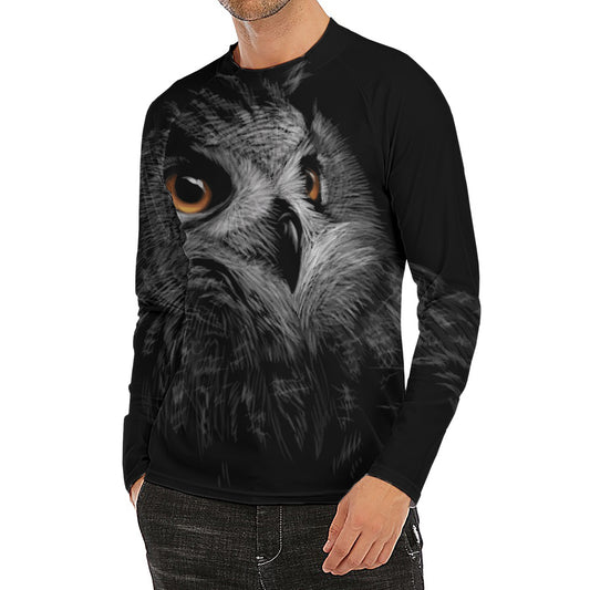 Owl Portrait Print Men's Long Sleeve Rash Guard