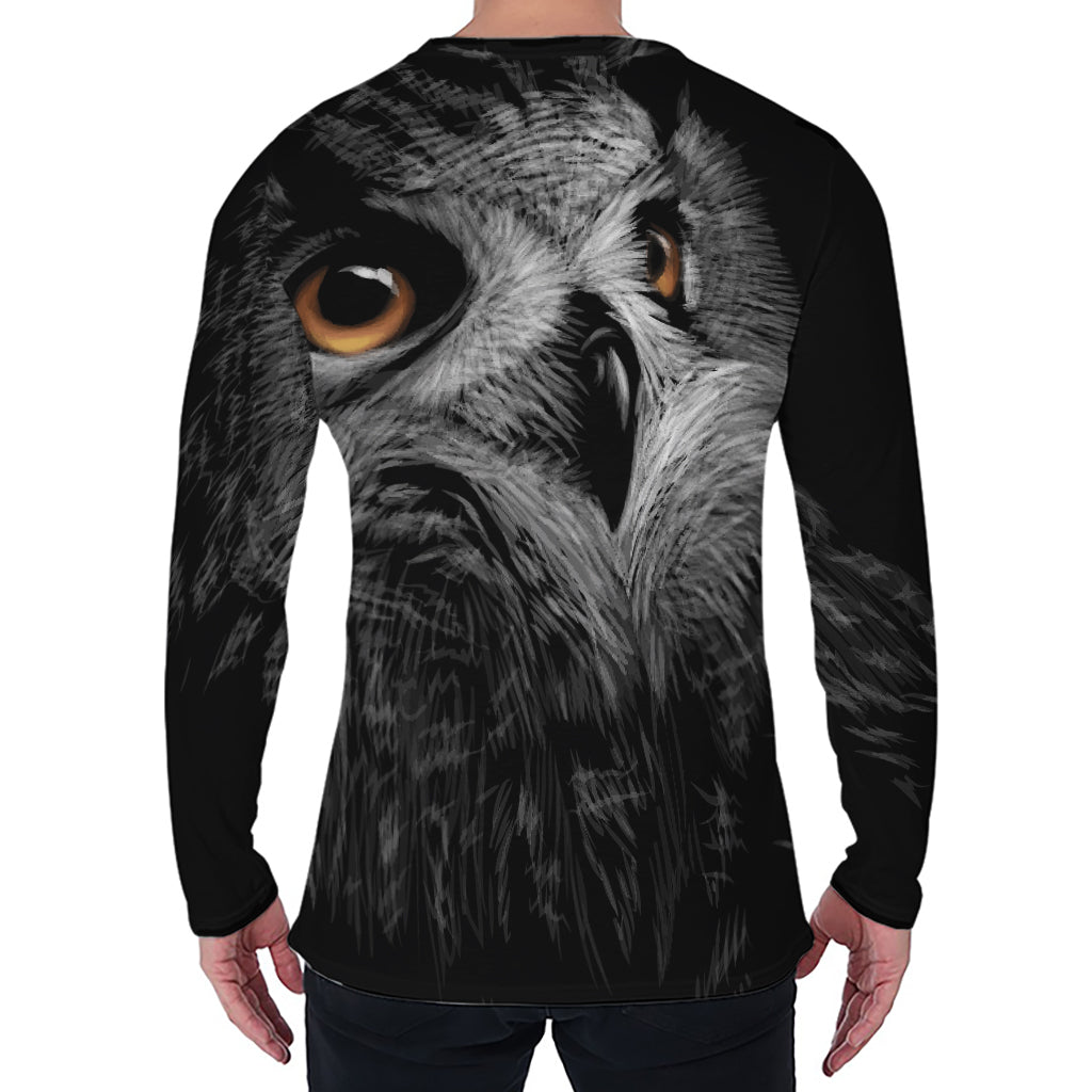 Owl Portrait Print Men's Long Sleeve T-Shirt