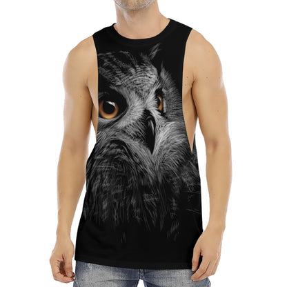 Owl Portrait Print Men's Muscle Tank Top