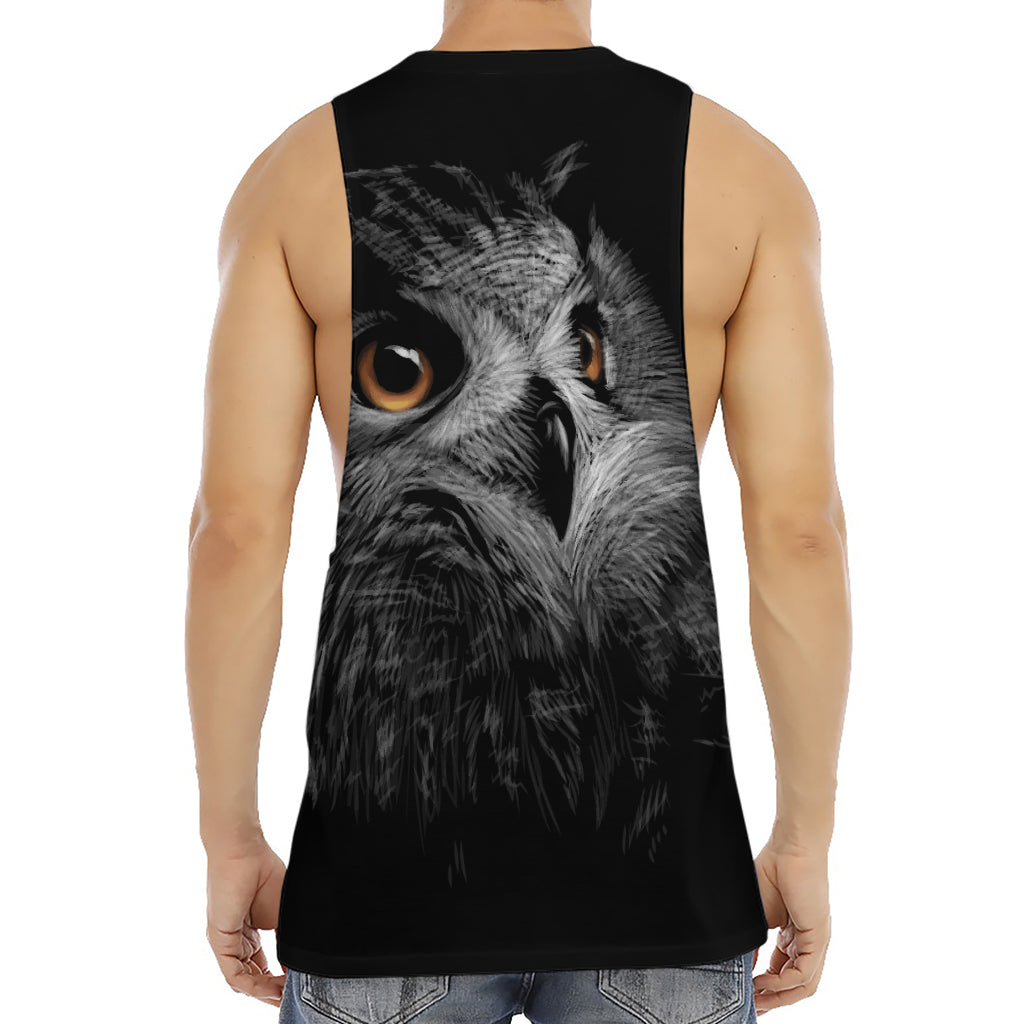 Owl Portrait Print Men's Muscle Tank Top