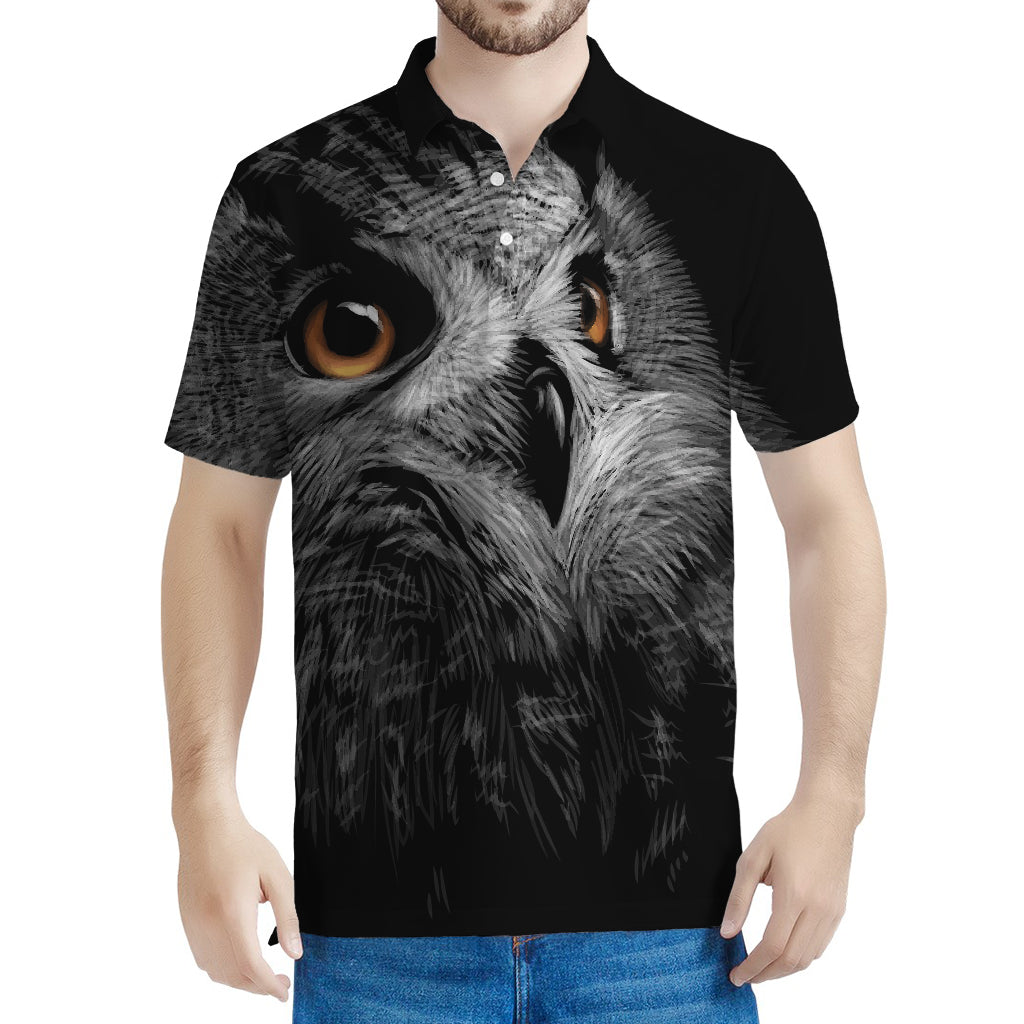 Owl Portrait Print Men's Polo Shirt