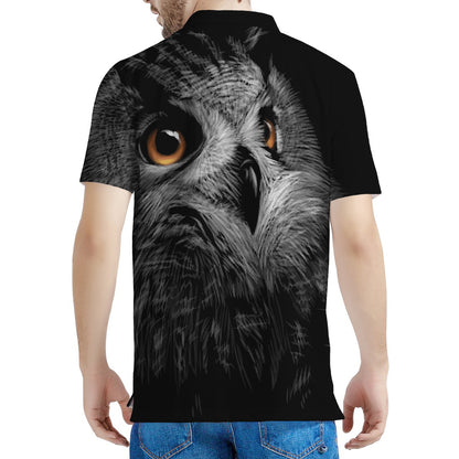 Owl Portrait Print Men's Polo Shirt