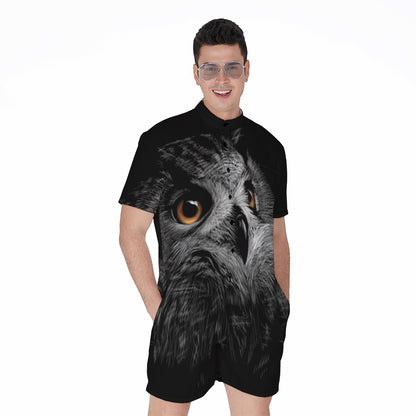 Owl Portrait Print Men's Rompers