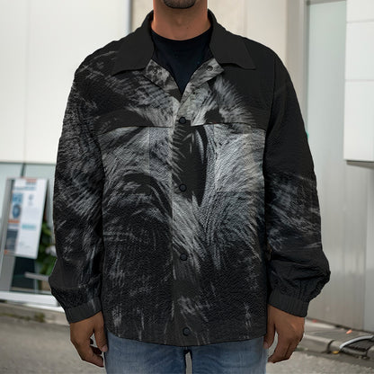 Owl Portrait Print Men's Shirt Jacket