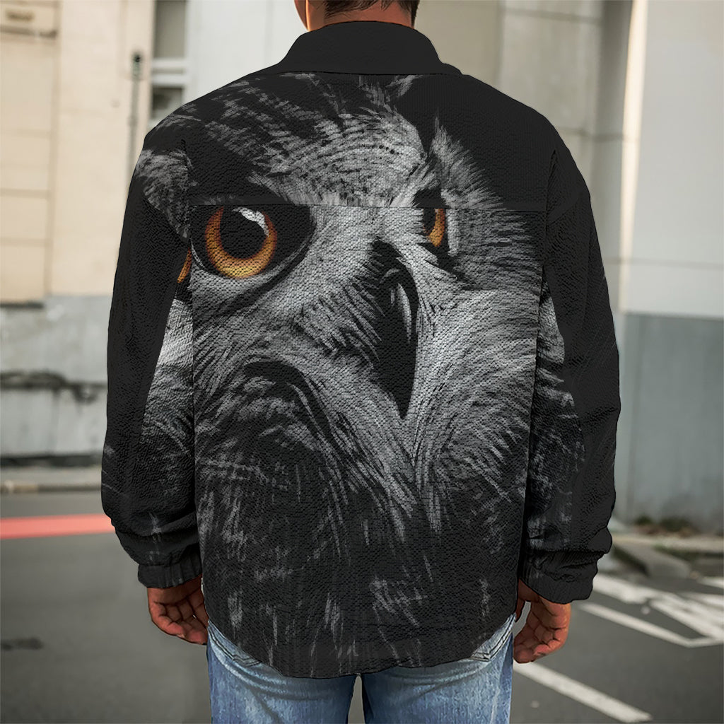 Owl Portrait Print Men's Shirt Jacket