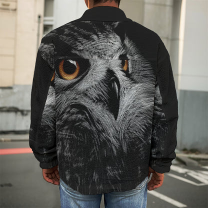 Owl Portrait Print Men's Shirt Jacket