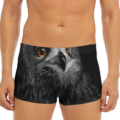 Owl Portrait Print Men's Short Boxer Briefs