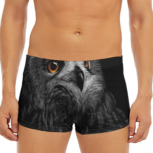 Owl Portrait Print Men's Short Boxer Briefs