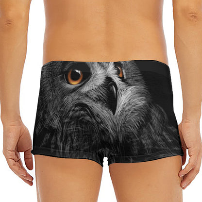 Owl Portrait Print Men's Short Boxer Briefs