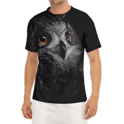 Owl Portrait Print Men's Short Sleeve Rash Guard