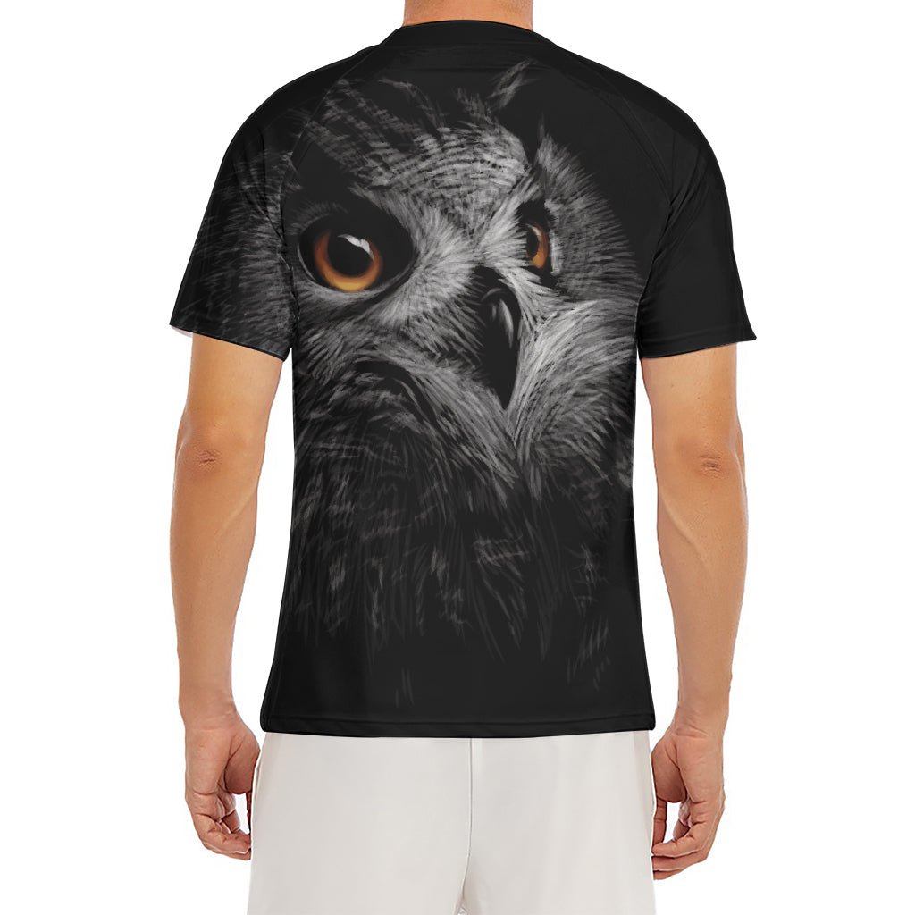 Owl Portrait Print Men's Short Sleeve Rash Guard