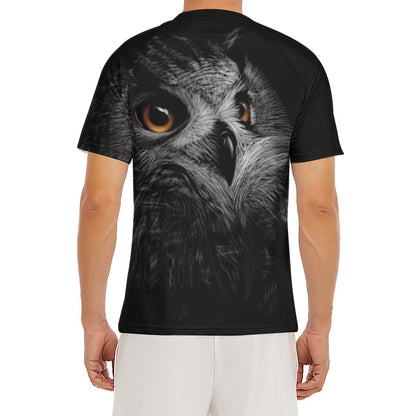 Owl Portrait Print Men's Short Sleeve Rash Guard