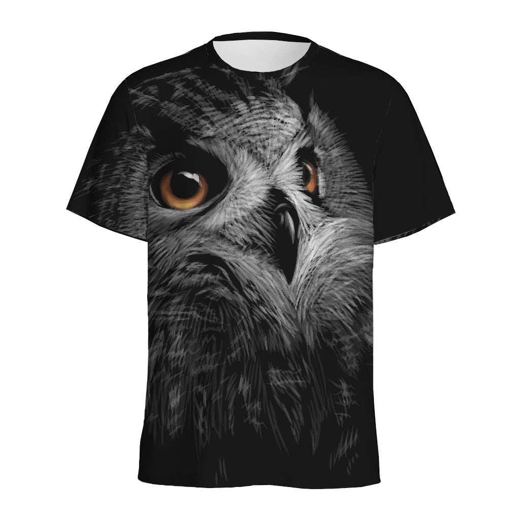 Owl Portrait Print Men's Sports T-Shirt
