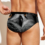 Owl Portrait Print Men's Swim Briefs