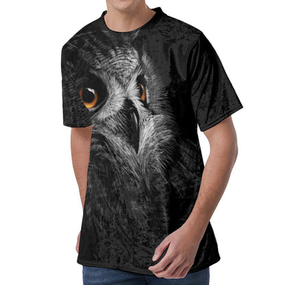 Owl Portrait Print Men's Velvet T-Shirt
