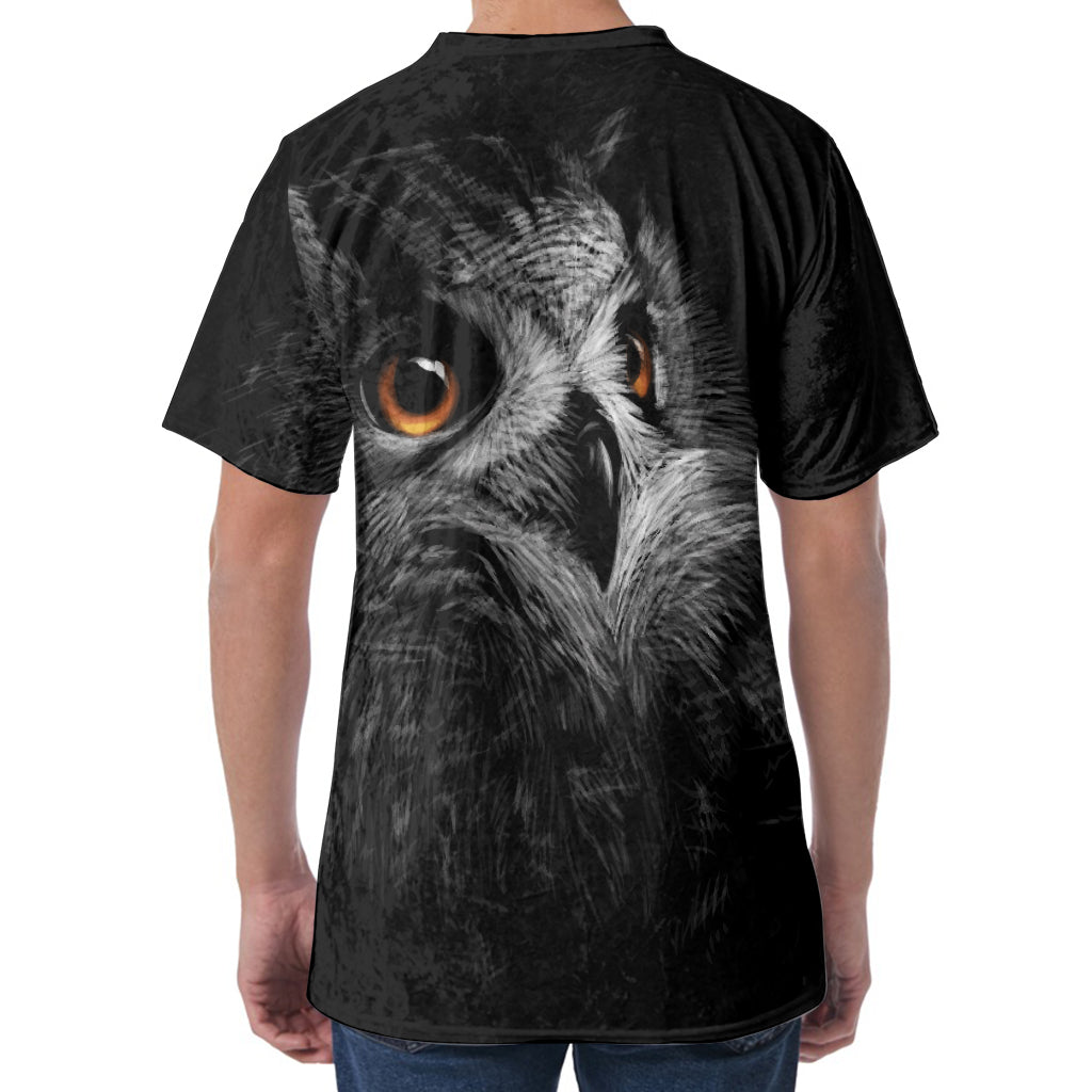 Owl Portrait Print Men's Velvet T-Shirt