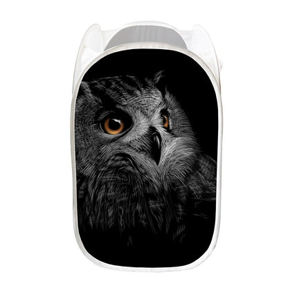 Owl Portrait Print Mesh Laundry Hamper