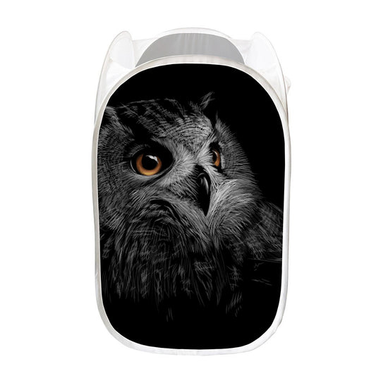 Owl Portrait Print Mesh Laundry Hamper