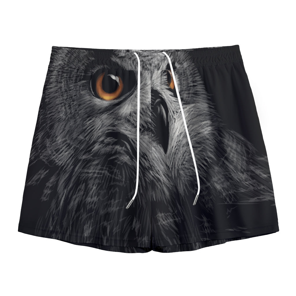 Owl Portrait Print Mesh Shorts