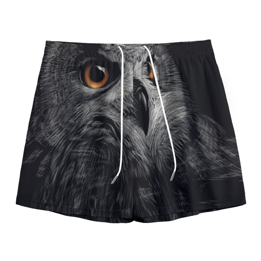Owl Portrait Print Mesh Shorts