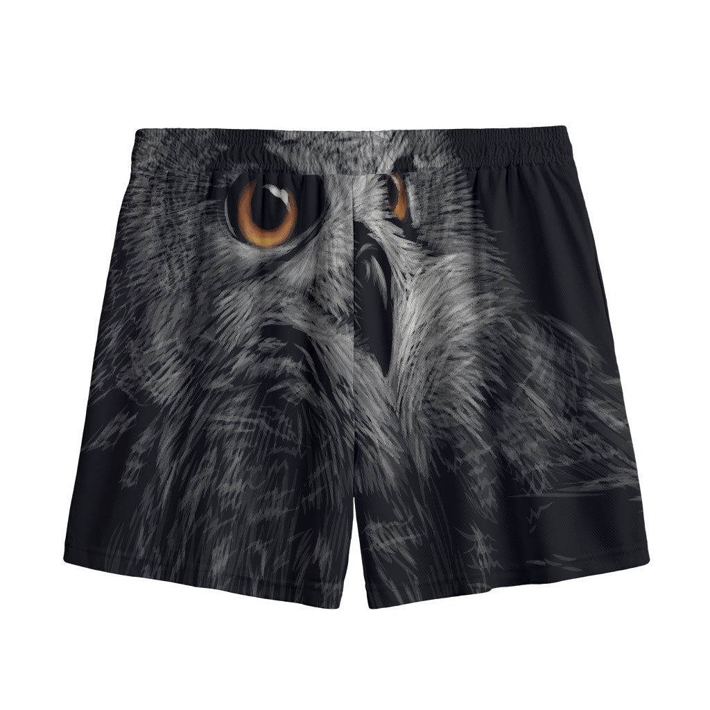 Owl Portrait Print Mesh Shorts