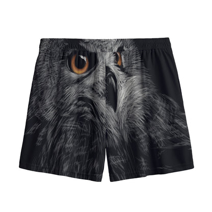 Owl Portrait Print Mesh Shorts