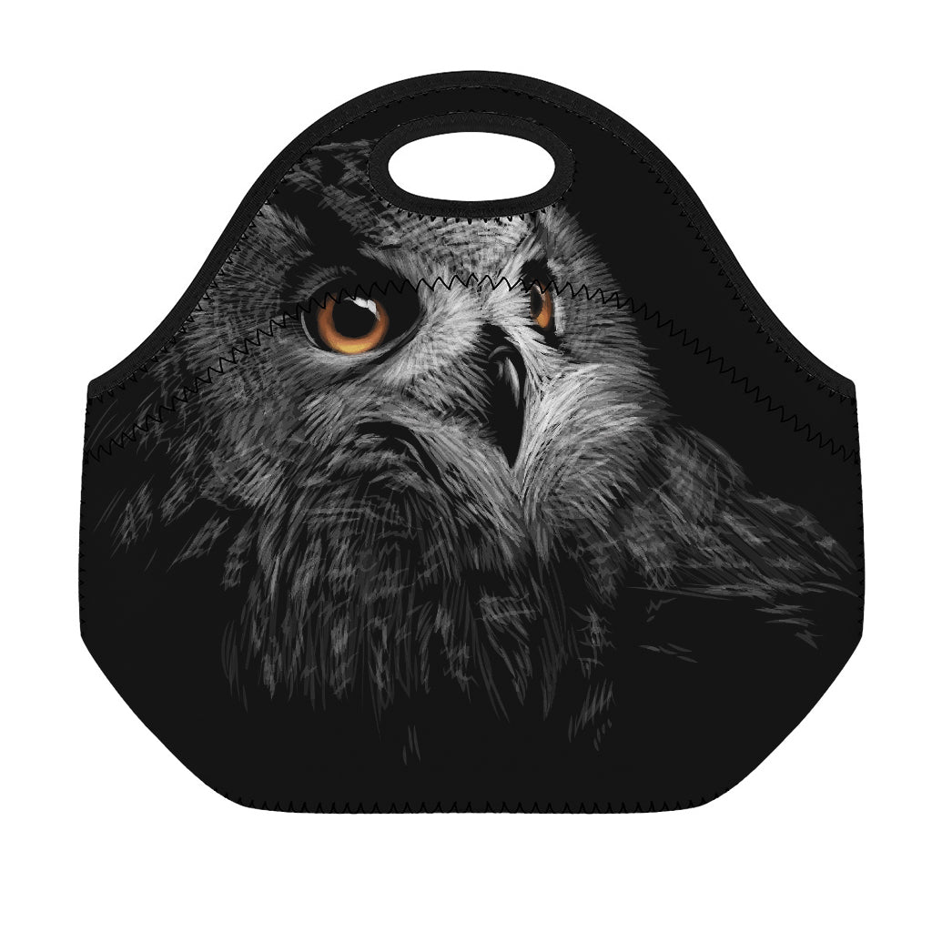 Owl Portrait Print Neoprene Lunch Bag