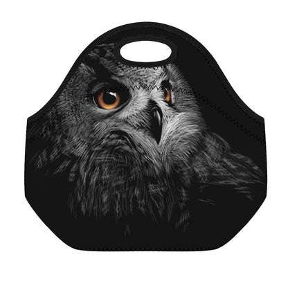 Owl Portrait Print Neoprene Lunch Bag