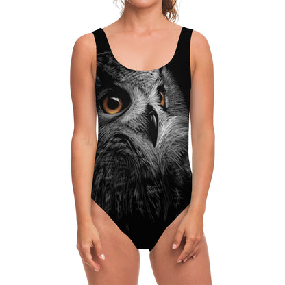 Owl Portrait Print One Piece Swimsuit