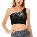 Owl Portrait Print One Shoulder Crop Top